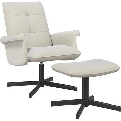 Sillón giratorio con reposapiés Crema Terciopelo vidaXL (1/5)
