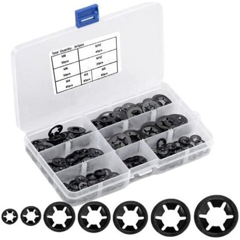 340-piece M3/M4/M5/M6/M8/M10/M12 lock washers with box, internal toothing, clamping washers, safety washer assortment, black MUMU (1/4)