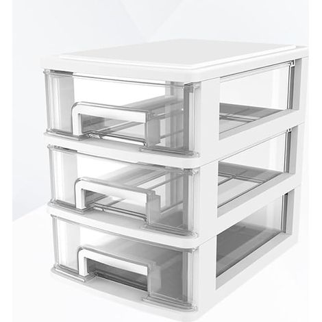 Plastic Storage Boxes With Drawers Holder For Miscellaneous Items White Storage Cabinet Office Room Living Room (1/5)