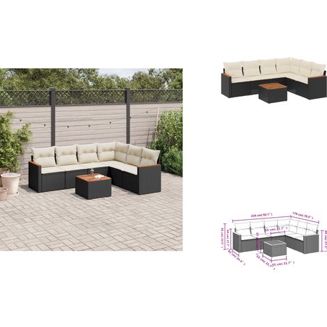 Salon de jardin 7 pcs avec coussins noir résine tressée - Ensemble Salon De Jardin - Meuble Extérieur - Jardin - Canapé D'extérieur - Set Salon (1/3)
