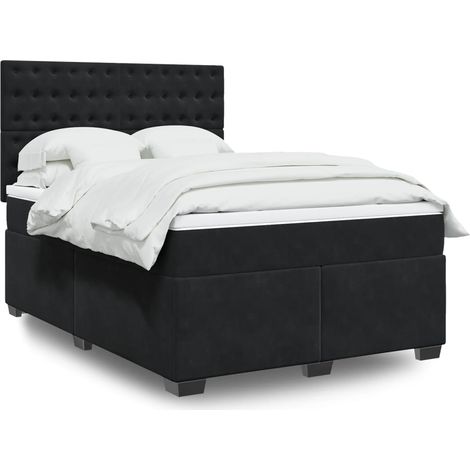 Boxspringbett mit Matratze Schwarz 140x200 cm Samt
