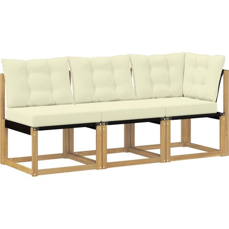 Maison Exclusive - Outdoor Mittel- und Ecksofa mit Kissen 3 Stück