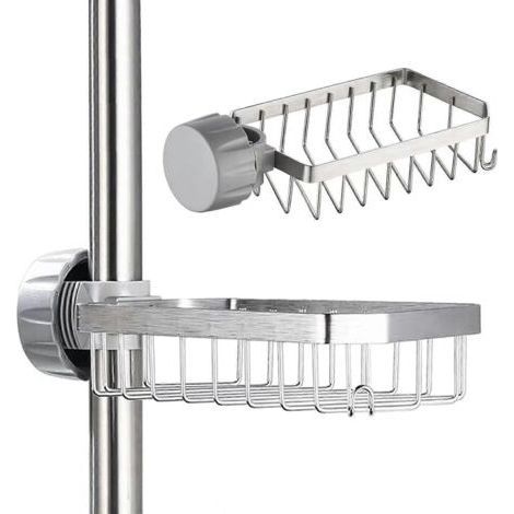 Stainless steel shower soap dish - without drilling - storage for taps (1/4)