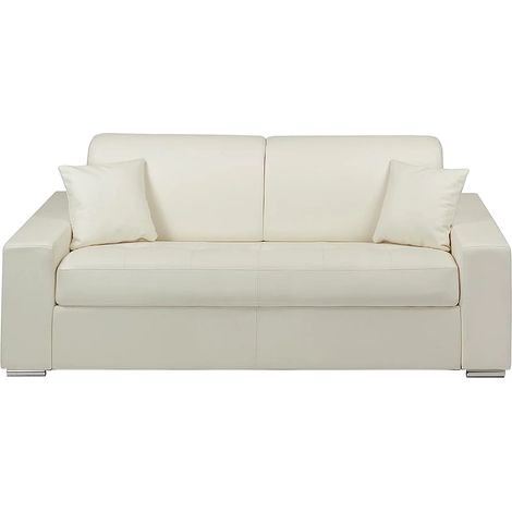 Canapé 3 places convertible express en simili - Blanc - Couchage 140 cm - Matelas 14 cm EMIR (1/3)