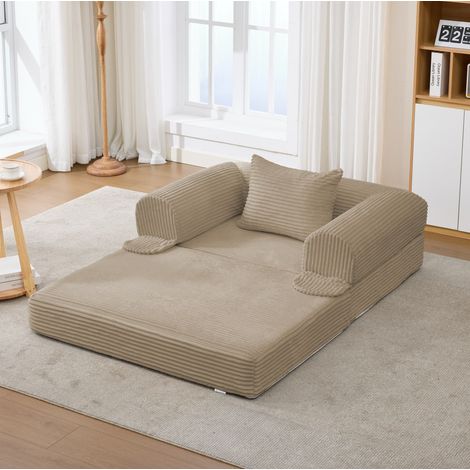 Set divano modulare 1 posto + 2 posti marrone in corduroy con imbottitura completa (1/5)