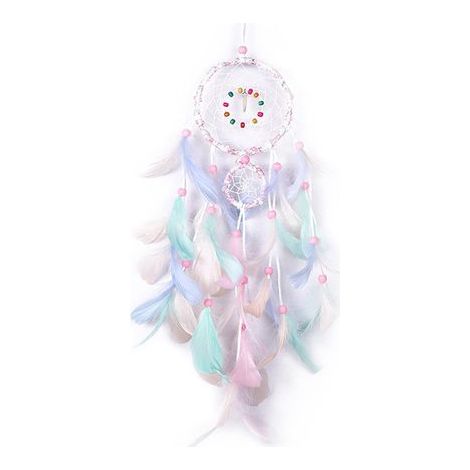 Capteur de Rêves avec Plumes, Boho Style Attrape de Rêves Faits à la Main Attraperêves, Attrape Rêve 3D avec Dentelle Tressée, Dream Catcher Décoration Murale Suspendue pour Fille (Rose) (1/5)