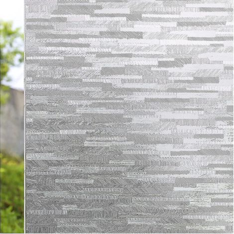 Film décoratif opaque pour fenêtre, effet givré, sans adhésif, amovible, idéal pour porte de douche ou de salle de bain - 90 x 200 cm - Gris (1/5)
