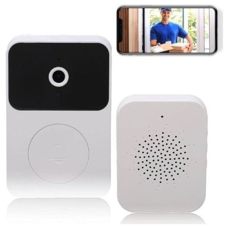 Sonnette sans fil avec caméra, sonnette extérieure sans fil, appels vidéo, volume sonore variable, capture d'images, vision nocturne (blanche) - ANPVIZ-AquaForge (1/5)