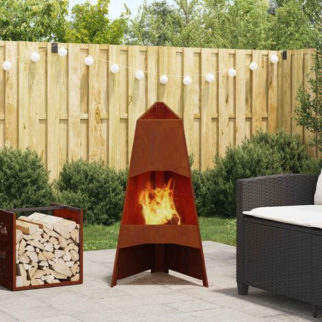 Feuerstelle Braun 50 x 50 x 95 cm Wetterfeststahl