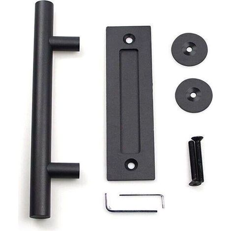 Poignée de porte de grange coulissante encastrée de 30 cm (12 pouces) en acier inoxydable pour portes et portails en bois. (1/5)