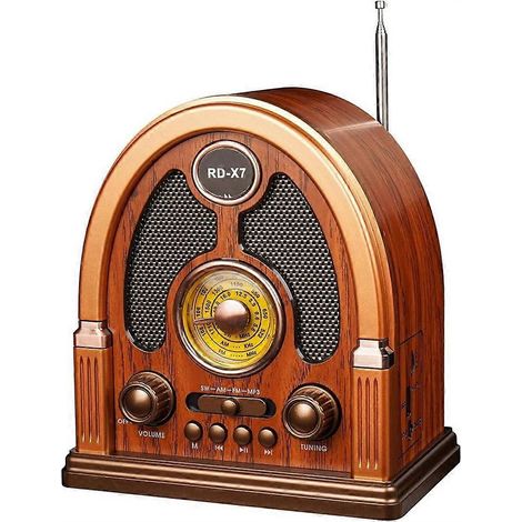 Radio portable vintage AM/FM/SW avec Bluetooth et TWS stéréo, radio rechargeable avec lecture USB/TF pour la maison et la cuisine