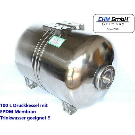 CHM GmbH 100 L Réservoir de membrane Réservoir en acier inoxydable, Pression 8 BAR (1/5)