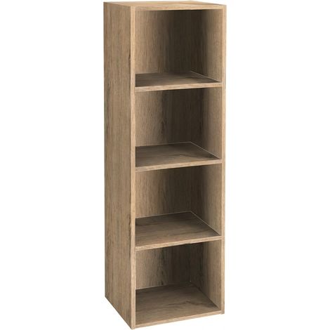 Libreria Scaffale 4 Vani Mobile Soggiorno Ufficio Casa 30x24x106 Cm Rovere