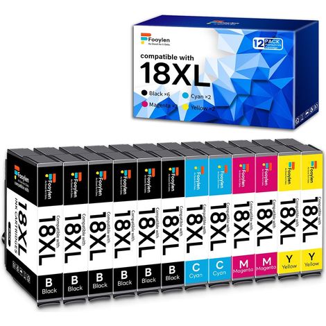 18XL Multipack Cartouche d'encre pour Epson 18 XL pour Expression Home XP 322 XP-202 XP-205 XP-212 XP-215 XP-225 XP-302 XP-305 XP-312 XP-315 XP-102 XP-325 XP-402 XP-405 XP-412 XP-415 XP-422 XP- 425 (1/5)