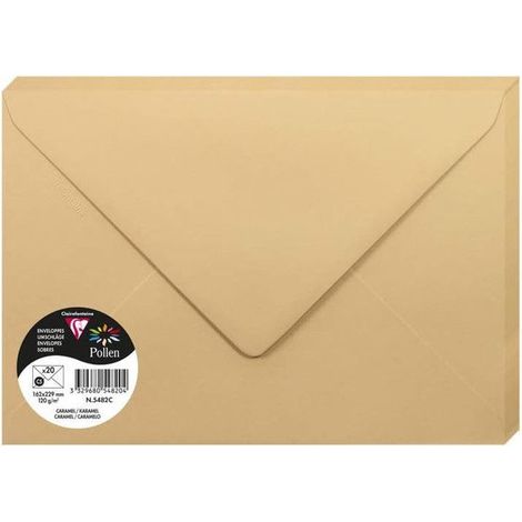 Enveloppe - CLAIREFONTAINE - Pollen 162x229 - 120g - Caramel - Compatible Jet d'encre et Laser (1/2)