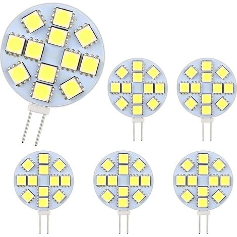 Ampoule  LED 2W, AC/DC12-24V, 200LM Blanc Froid 6000K, 12x 5050SMD, Équivalent Ampoule Halogène 20w, Non-Dimmable, Ampoule Ronde LED pour Lumière d'armoire, Éclairage Encastré, Lot de 6 (1/5)