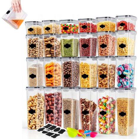Lot de 24 Boite de stockage Hermétiques avec Couvercle Organisateur de Cuisine Plastic pour Farine et Aliments (1/5)