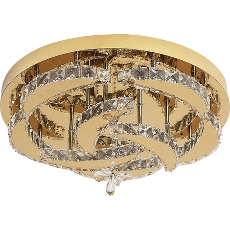 Chandelier, Cristal et Acier Inoxydable, Éclairage LED Dimmable, Modèle B Or, Dimming avec télécommande (1/2)