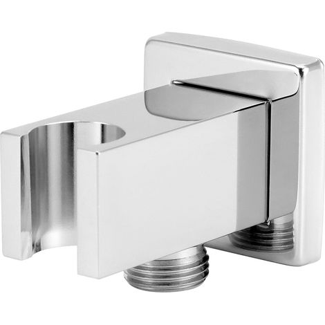 Raccord de tuyau chromé avec support de douchette, laiton G1/2", support de douche universel, facile à installer (1/5)
