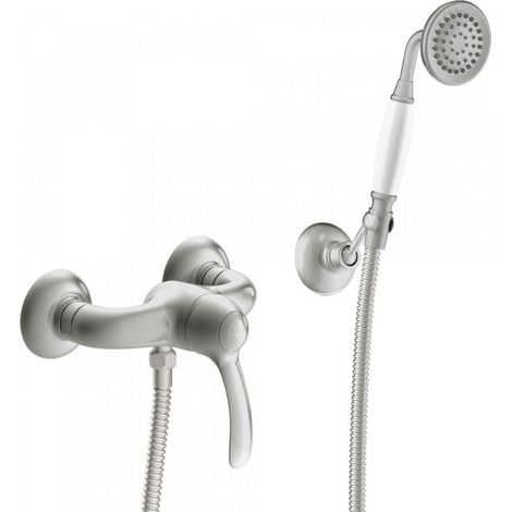 Ensemble Mitigeur douche, Douchette anticalcaire avec support orientable et Flexible Acier TRES CLASSIC - TRES 24216701AC (1/2)
