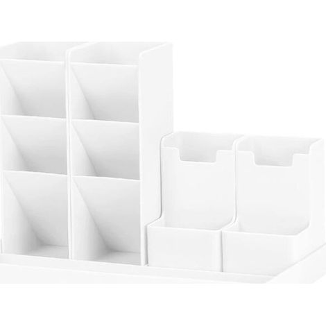 Bandeja para bolígrafos - Portalápices con 13 compartimentos - Organizador de escritorio - Bandejas para bolígrafos - Organizador de escritorio - Blanco (1/5)