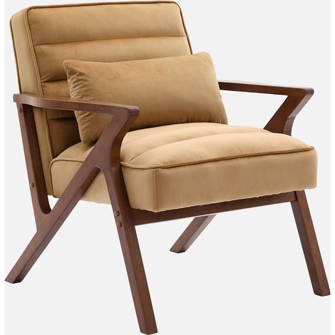 Sillón escandinavo de madera de hevea y terciopelo