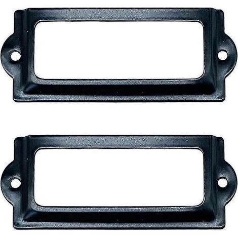 [Lot de 24] Porte-étiquettes pour classeur de bibliothèque noir. cadre métallique 83 mm x 30 mm (1/5)