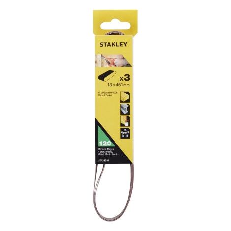 3 CINTAS PARA LIMA ELECTRICA 13 X 451MM. GRANO 120. - STANLEY BLACK & DECK
