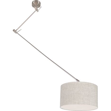 Pendant Light Steel with Lampshade 35 cm Grey Adjustable - Blitz