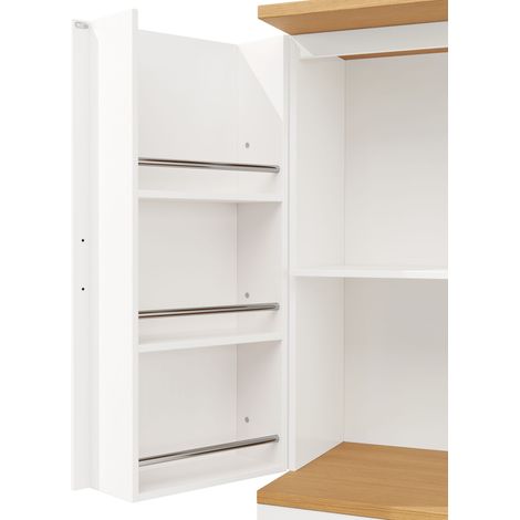 Meuble de cuisine haut de gamme avec 12 compartiments à portes et tiroirs (80x40x180cm), armoire de rangement moderne pour snacks en MDF et panneaux de particules, buffet pour salle à manger, cuisine, (1/5)