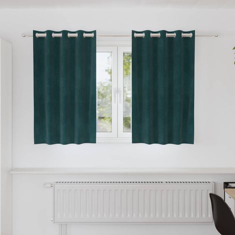 Verdunkelungsvorhänge 2 pcs Dunkelgrün 140 x 140 cm Samt