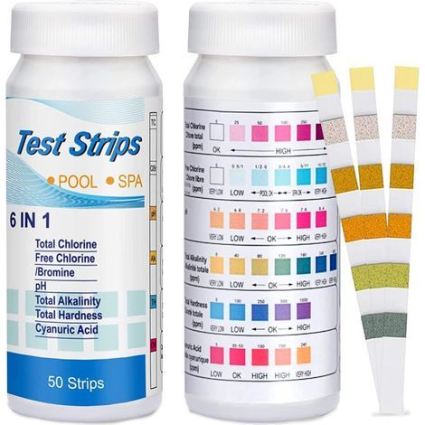 6-in-1 Pool-Teststreifen (Packung mit 50 Stück): Wasseranalyse (Gesamtalkalität, pH-Wert) (1/5)