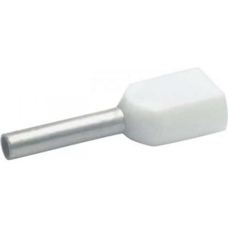 100 embouts de câblage isolés blanc pour 2 fils de 0,5²x10 (869/10)