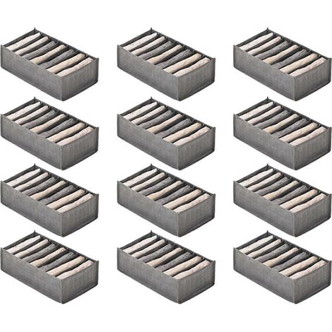 12 pièces boîtes de rangement grises pour tiroirs placard commode vêtements de rangement pour jean pantalon jean Shi (1/4)