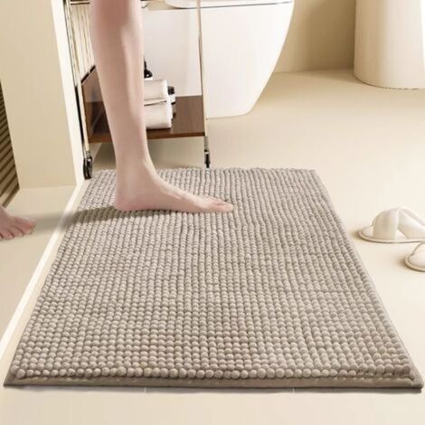 Tapis de salle de bain camel 4060cm chenille super doux absorbant lavable en machine tapis de salle de bain adapté aux sols de salle de bain, 1 pièce (1/5)