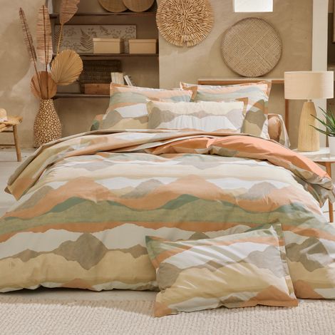 Parure de lit percale de coton LAND CRAIE Taie 50x70 cm 240x220 cm (1/5)