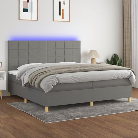 Boxspringbett mit Matratze & LED Dunkelgrau 200x200 cm Stoff vidaXL (1/5)