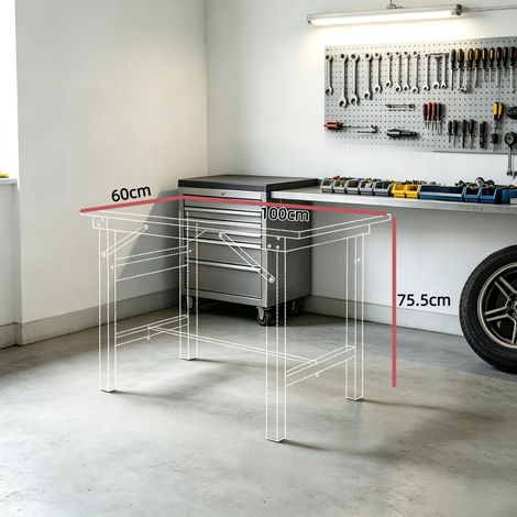 Mesa de trabajo plegable, mesa plegable multifuncional, mesa plegable compacta (solo con 1 mesa de trabajo) (1/5)