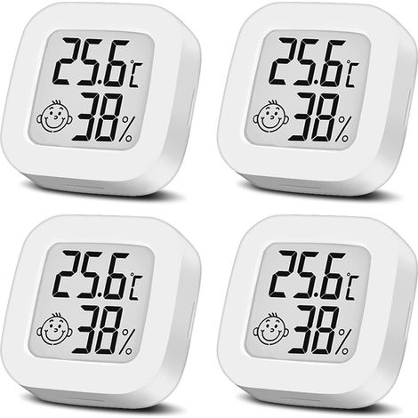 Hygromètre thermomètre intérieur mini LCD numérique thermomètre hygromètre pour chambre de bébé, chambre de personnes âgées, bureau, salon, etc. (4PCS) (1/5)