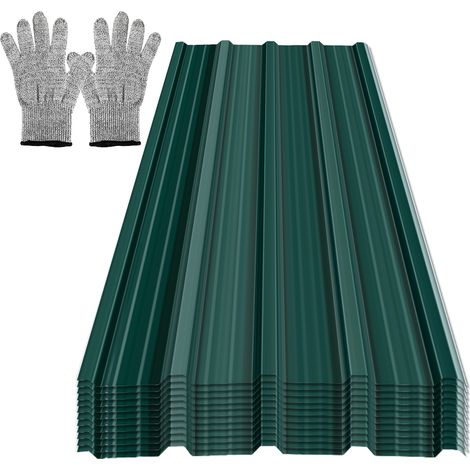 TolleTour 36 chapas trapezoidales galvanizadas verdes 129 x 46 cm, para techo y pared, 0,25 mm (1/5)