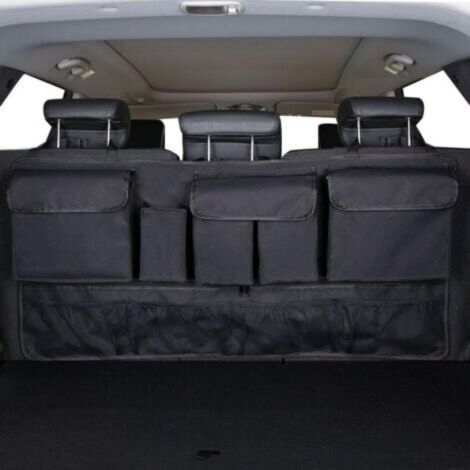 Organisateur Voiture 9 Poches avec 3 Sangles de Réglage Fixes Rangement Coffre de Voiture Multipurpose Pliables Sac de Rangement Voiture pour SUV et de Nombreux Véhicules (1/4)