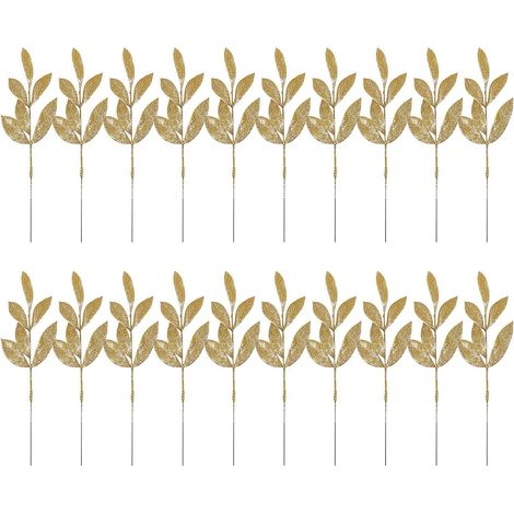 20 Pièces Branche Feuillage Artificiel Pailleté de Noël pour (1/5)