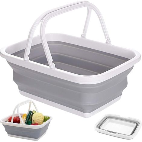Multifunktionaler, rechteckiger, zusammenklappbarer Wäschekorb – Aufbewahrungsbox mit Silikon- und Kunststoffgriffen, ideal für Wäsche, Einkäufe oder Camping