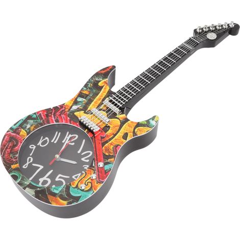 Horloge murale guitare, simulation de l'heure, horloge guitare précise, décoration murale pour la maison, la chambre à coucher ou le dortoir, modèle 5680. (1/5)