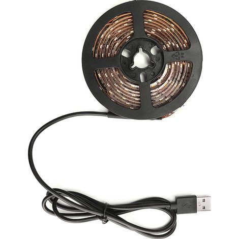 1 Bande lumineuse LED, rétroéclairage TV, port USB 5V, blanc chaud 4m, pour salon chambre cuisine (1/5)