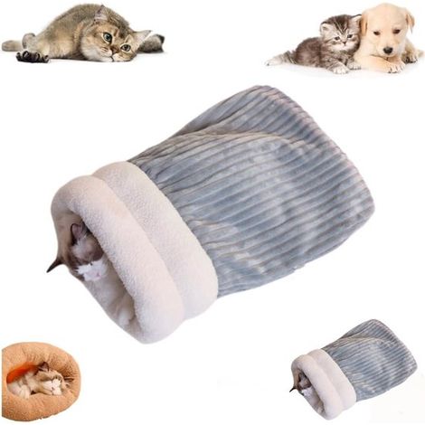 Saco de dormir para gatos，Saco de dormir para gatos de interior，Adecuado para gatos，perros y otras mascotas pequeñas (gris，44x31cm) (1/5)