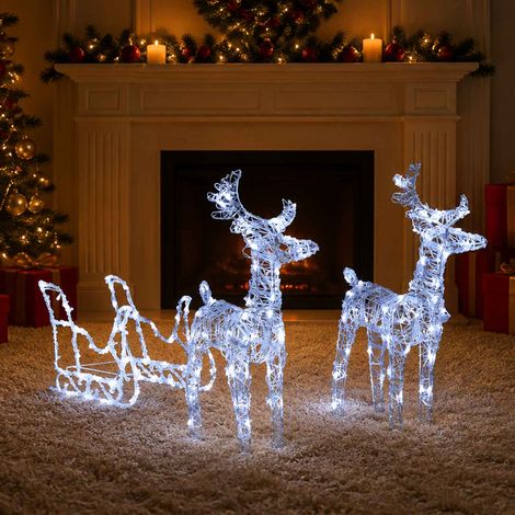 vidaXL Decoración navideña renos y trineo acrílico 160 LEDs 130 cm (1/5)