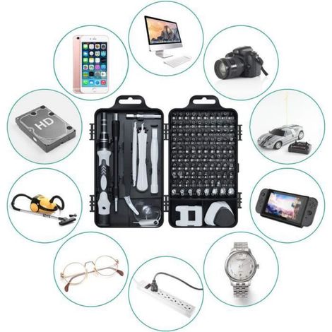 115 en 1 mini set tournevis precision kit tools petit boite tournevis torx informatique demontage pc portable (1/4)