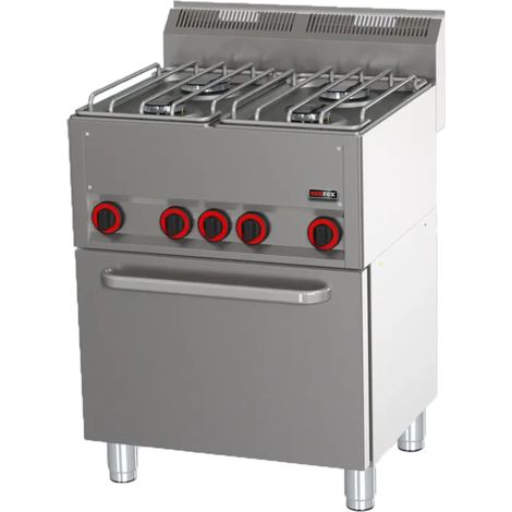 Fourneau combiné avec four à air chaud électrique GN 1/1 - 4x brûleur REDFOX - SPT 60 GL - REDFOX