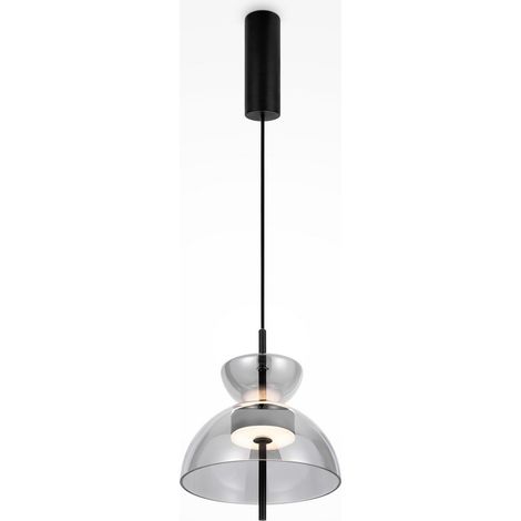 Maytoni Bangkok II Plafonnier moderne en forme de dôme de 25 cm, noir, 3 000 K, 1 300 lm, abat-jour fumé